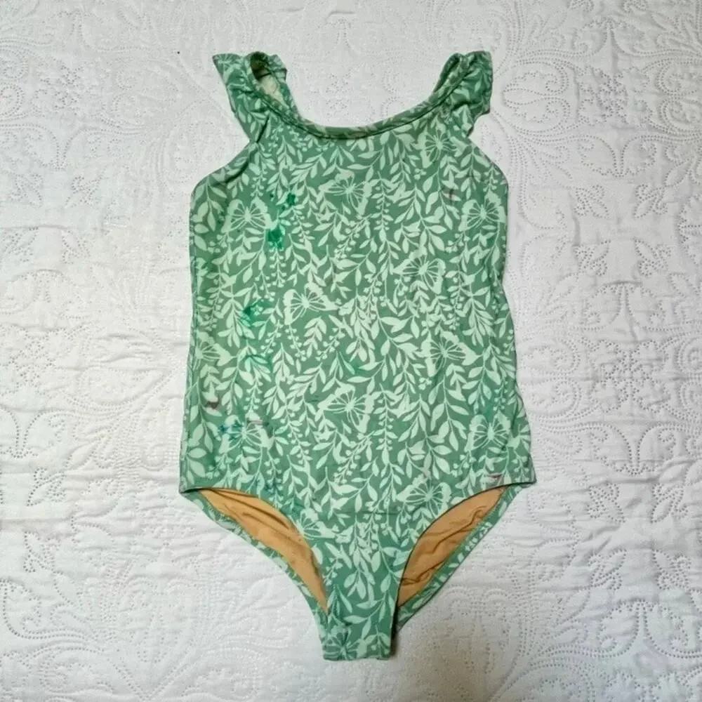 Crewcuts One Piece Floral Ruffle Swim Suit Size 8